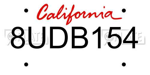 8UDB154 California License Plate