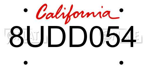 8UDD054 California License Plate