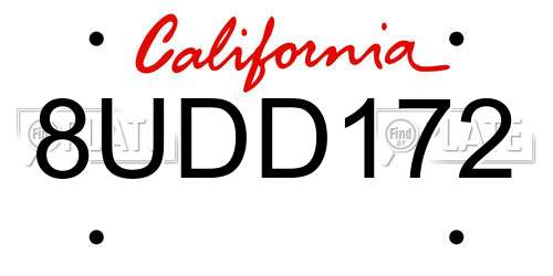 8UDD172 California License Plate