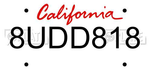 8UDD818 California License Plate