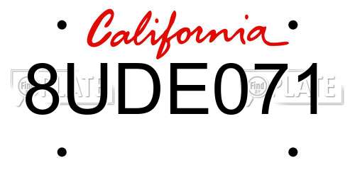 8UDE071 California License Plate