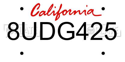 8UDG425 California License Plate