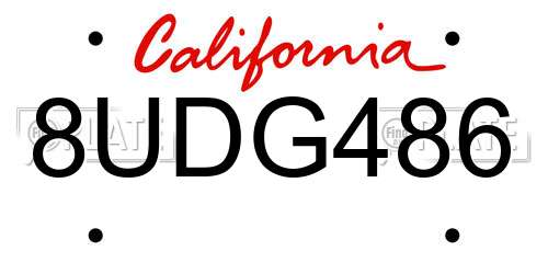 8UDG486 California License Plate