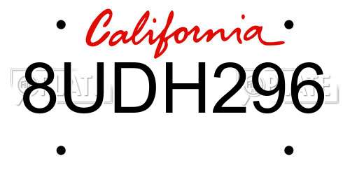 8UDH296 California License Plate