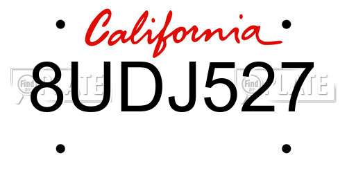 8UDJ527 California License Plate