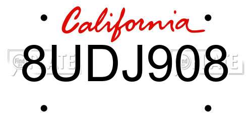 8UDJ908 California License Plate