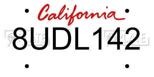8UDL142 California License Plate