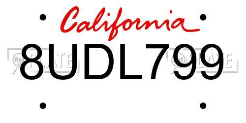 8UDL799 California License Plate
