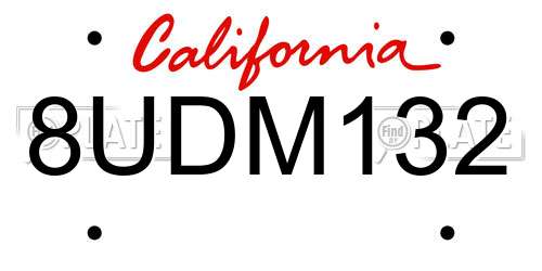 8UDM132 California License Plate