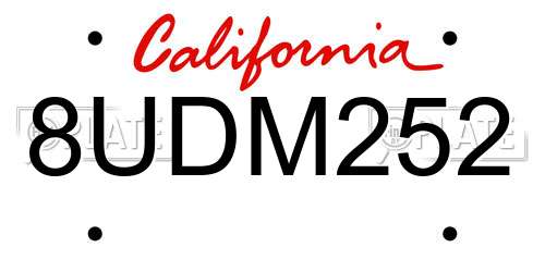 8UDM252 California License Plate