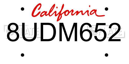 8UDM652 California License Plate