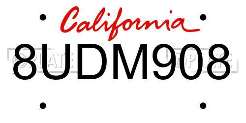 8UDM908 California License Plate