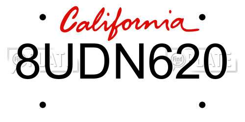 8UDN620 California License Plate