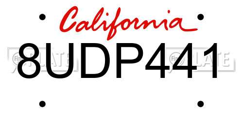 8UDP441 California License Plate