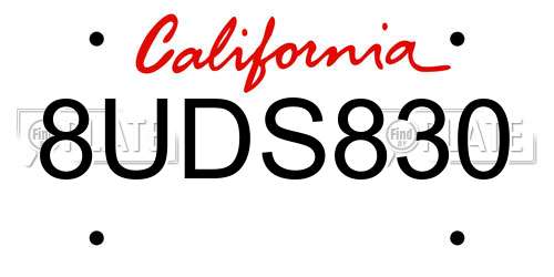 8UDS830 California License Plate