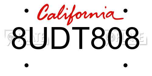 8UDT808 California License Plate