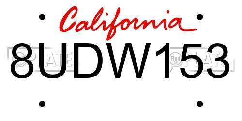 8UDW153 California License Plate