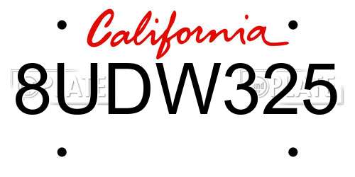 8UDW325 California License Plate