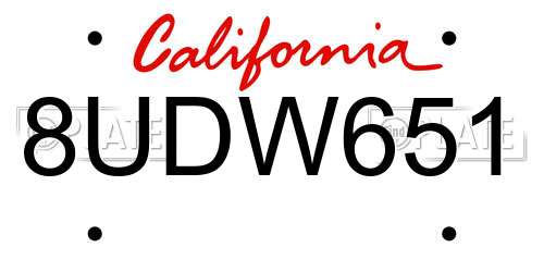 8UDW651 California License Plate