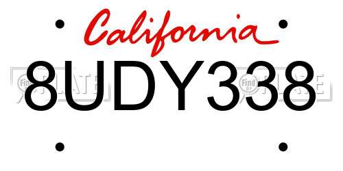 8UDY338 California License Plate