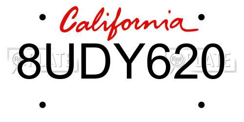 8UDY620 California License Plate