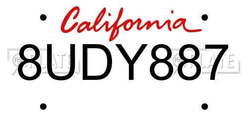 8UDY887 California License Plate