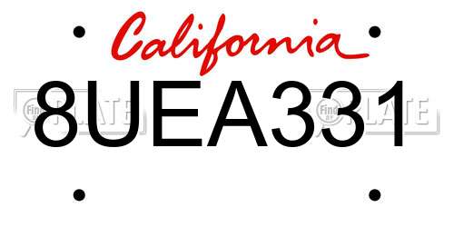 8UEA331 California License Plate