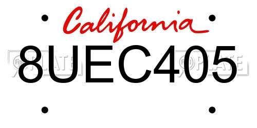 8UEC405 California License Plate