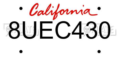 8UEC430 California License Plate