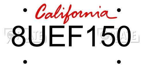 8UEF150 California License Plate