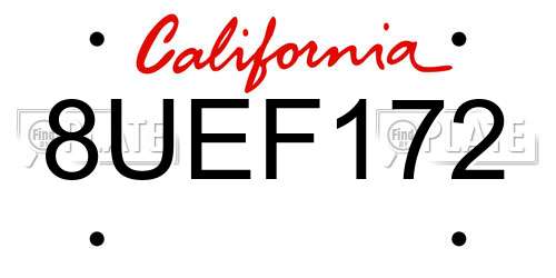 8UEF172 California License Plate