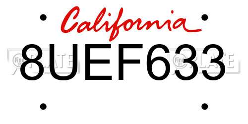 8UEF633 California License Plate