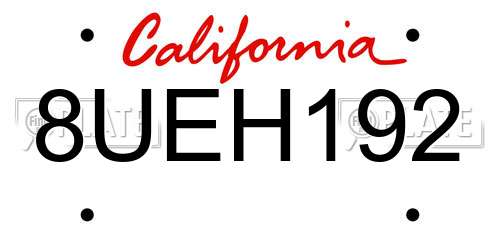 8UEH192 California License Plate