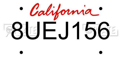 8UEJ156 California License Plate