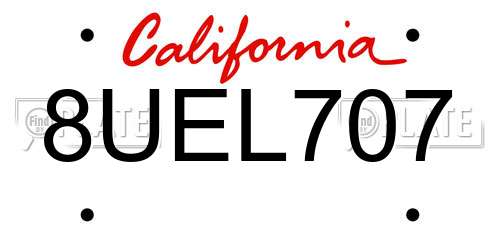 8UEL707 California License Plate