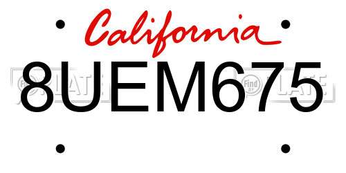 8UEM675 California License Plate