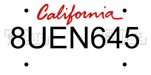 8UEN645 California License Plate