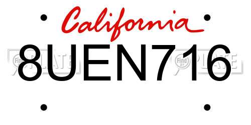 8UEN716 California License Plate