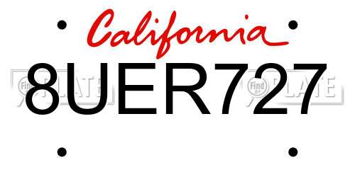 8UER727 California License Plate