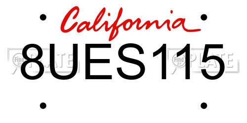8UES115 California License Plate