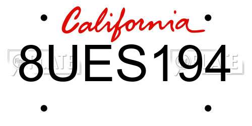 8UES194 California License Plate