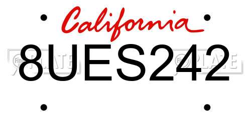 8UES242 California License Plate