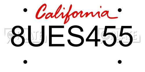 8UES455 California License Plate