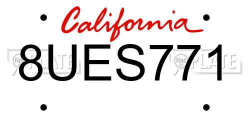 8UES771 California License Plate