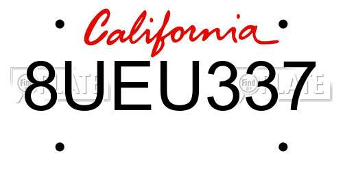 8UEU337 California License Plate