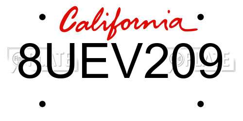 8UEV209 California License Plate