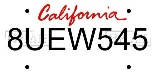 8UEW545 California License Plate