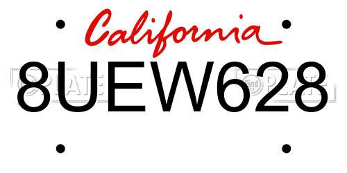 8UEW628 California License Plate