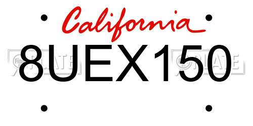 8UEX150 California License Plate
