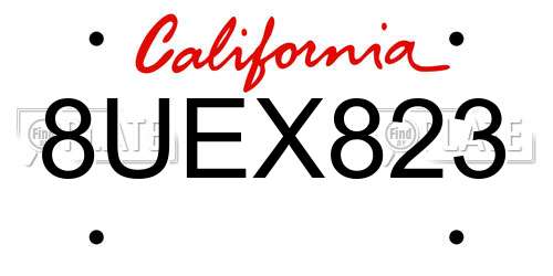8UEX823 California License Plate